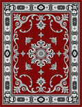 Rich Red Victorian Floral Scroll Rug