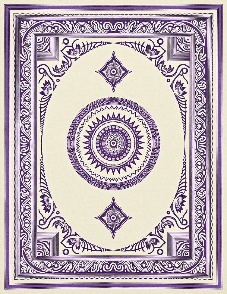 Ornate Purple Medallion Centerpiece Rug