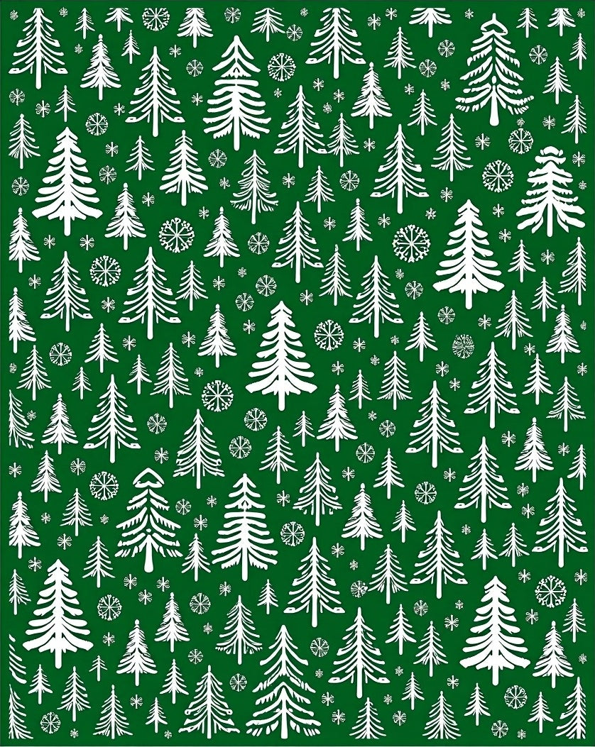 Emerald White Evergreen Forest Whimsy Rug