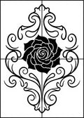 Black Rose Floral Scrollwork Medallion Rug