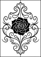 Black Rose Floral Scrollwork Medallion Rug