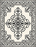 Ornate Cream Black Floral Medallion Rug