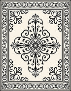 Ornate Cream Black Floral Medallion Rug