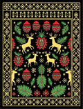 Golden Reindeer Red Green Festive Christmas Rug