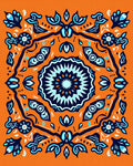 Bold Orange Sapphire Blossom Artwork Rug