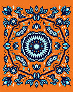 Bold Orange Sapphire Blossom Artwork Rug