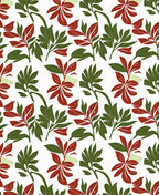 Crimson Leaf Branches On White Rug