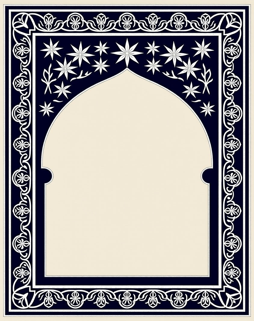 Navy White Floral Arch Rug