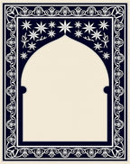 Navy White Floral Arch Rug