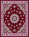 Crimson White Floral Paisley Medallion Rug
