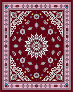 Crimson White Floral Paisley Medallion Rug