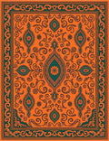 Vibrant Orange Teal Medallion Swirls Rug