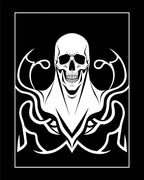 Bold Black White Skull Tribal Swirls Rug