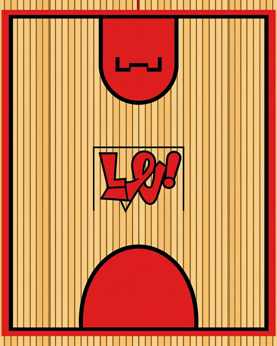 Bold Red Basketball Court Texture Rug
