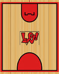 Bold Red Basketball Court Texture Rug