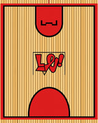 Bold Red Basketball Court Texture Rug