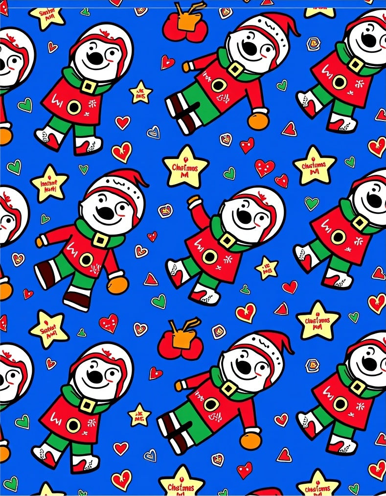 Whimsical Christmas Elf Star Hearts Rug