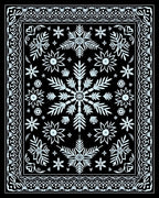 Monochrome Snowflake Medallion Border Rug