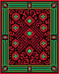 Bold Red Green Black Geometric Medallions Rug