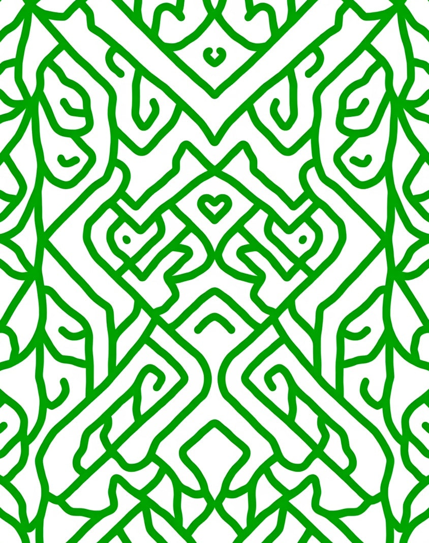 Vibrant Emerald Intertwined Lattice Rug