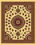 Maroon Medallion Sunburst Cream Rug