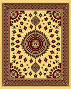 Maroon Medallion Sunburst Cream Rug