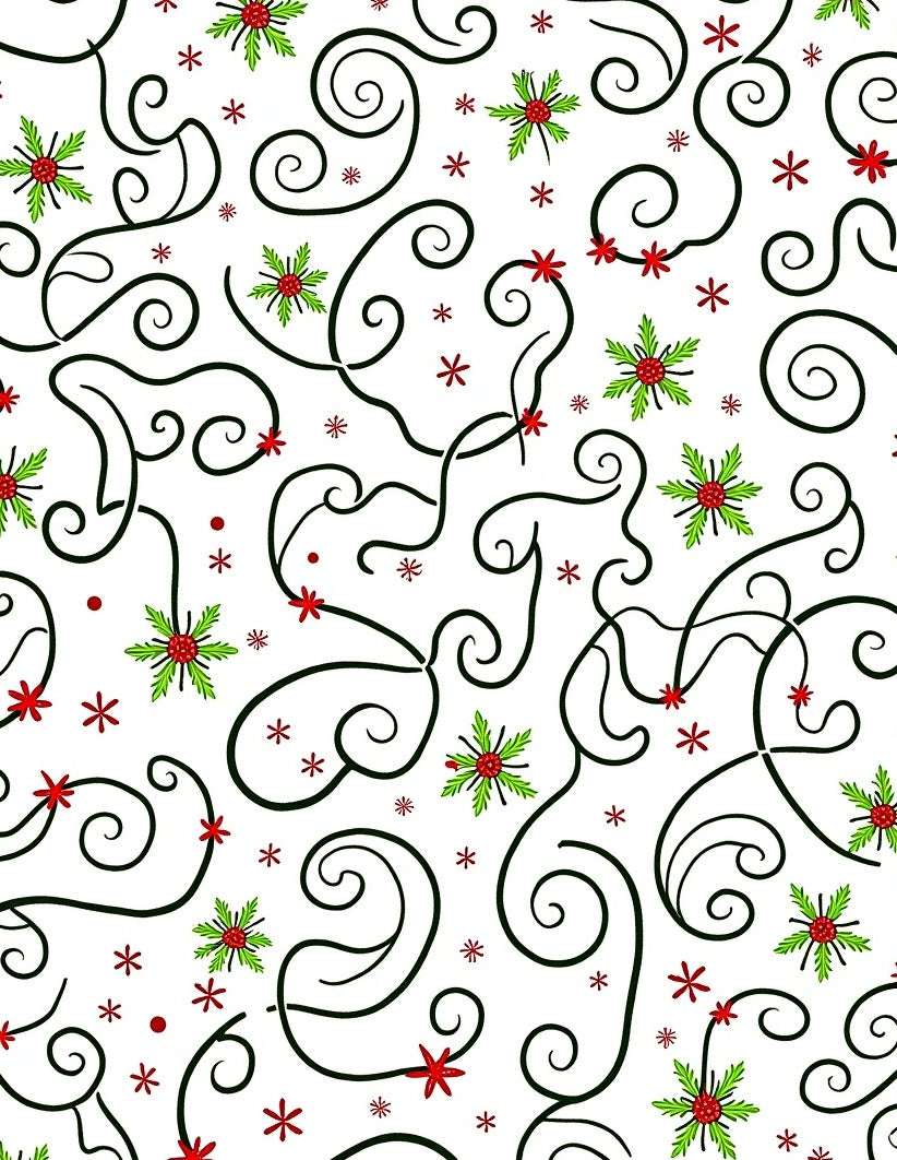 Crimson Holly Swirl Starburst Design Rug