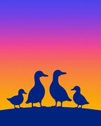 Sunset Duck Family Silhouette Rug