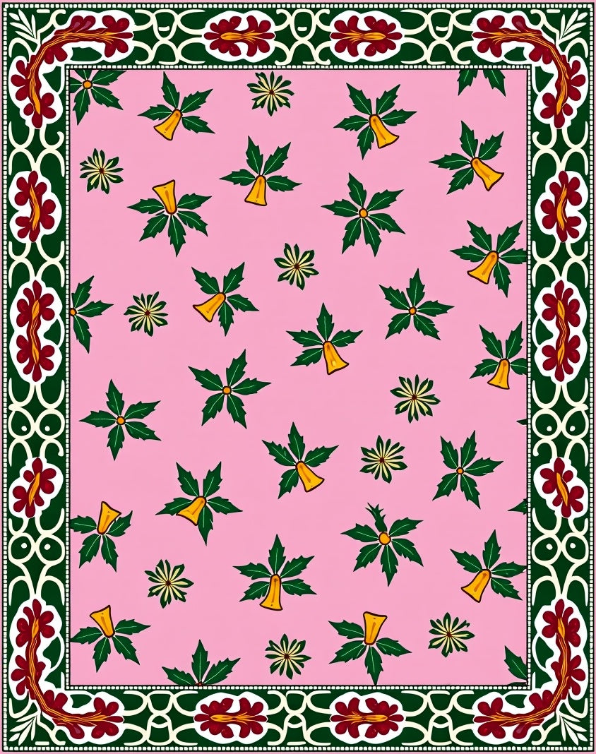 Pink Bell Holly Border Rug