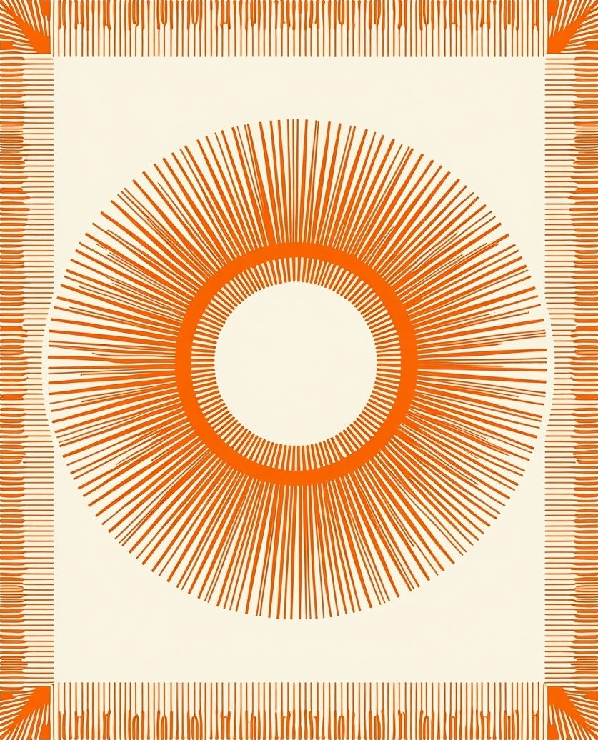 Radiant Orange Sunburst Medallion Rug