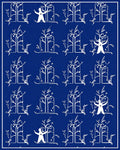 White Figure Blue Garden Repeat Rug
