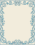 Sky Blue Floral Vine Border Rug