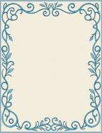 Sky Blue Floral Vine Border Rug