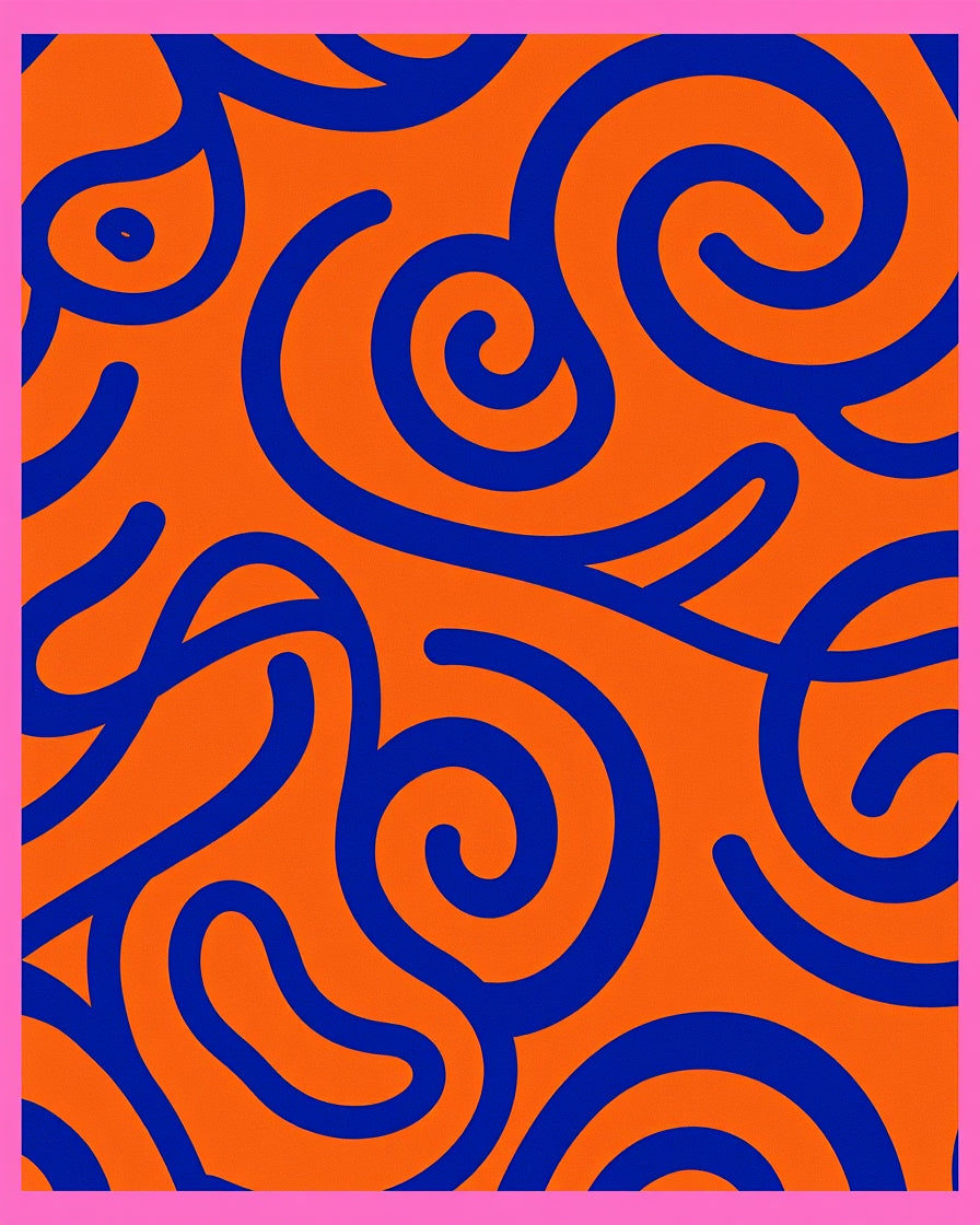 Vivid Orange Swirls Abstract Rug