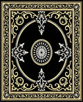 Black Gold Floral Medallion Square Rug