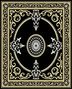 Black Gold Floral Medallion Square Rug
