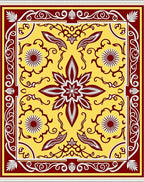 Crimson White Yellow Floral Medallion Rug