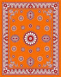 Bold Orange Medallion Floral Border Rug