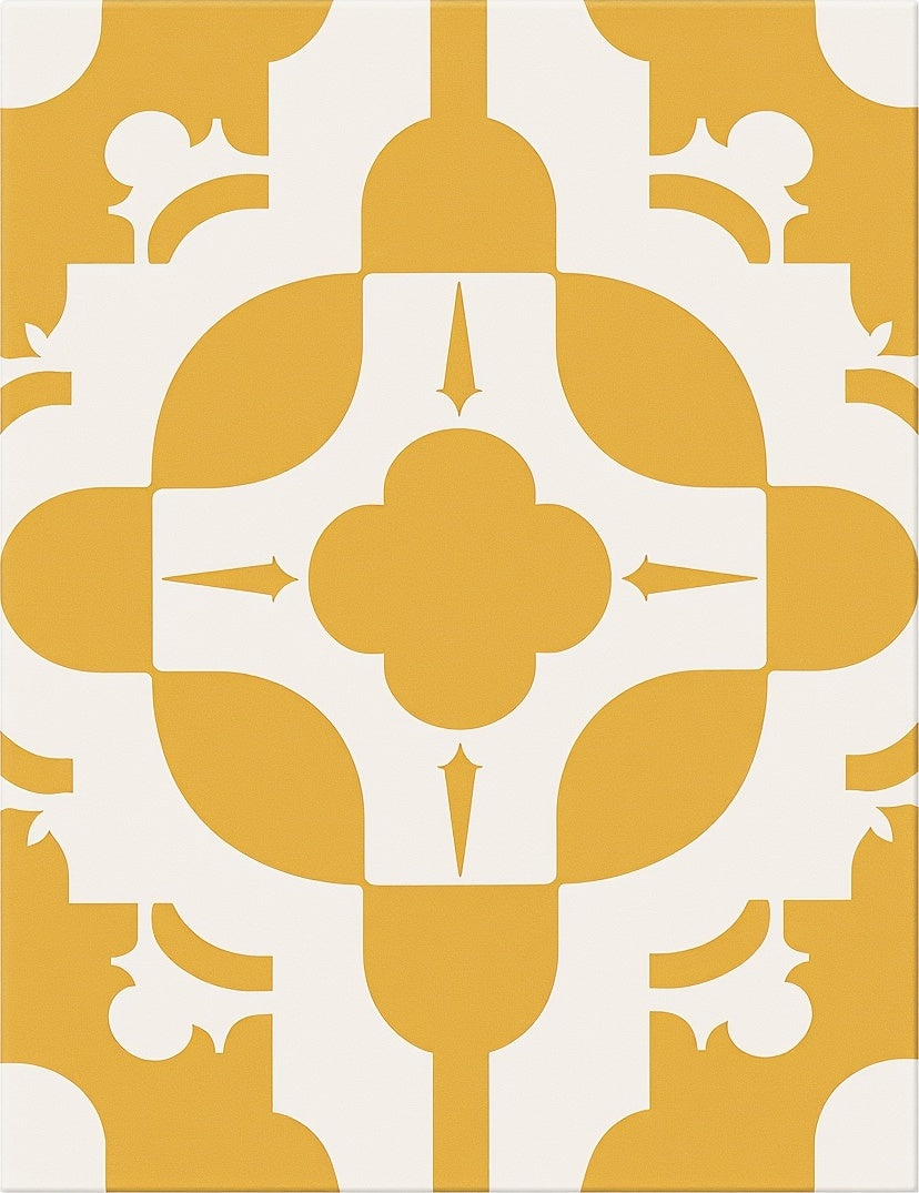 Mid Century Mustard Geometric Arabesque Rug