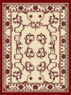 Crimson Floral Vine Cream Elegance Rug