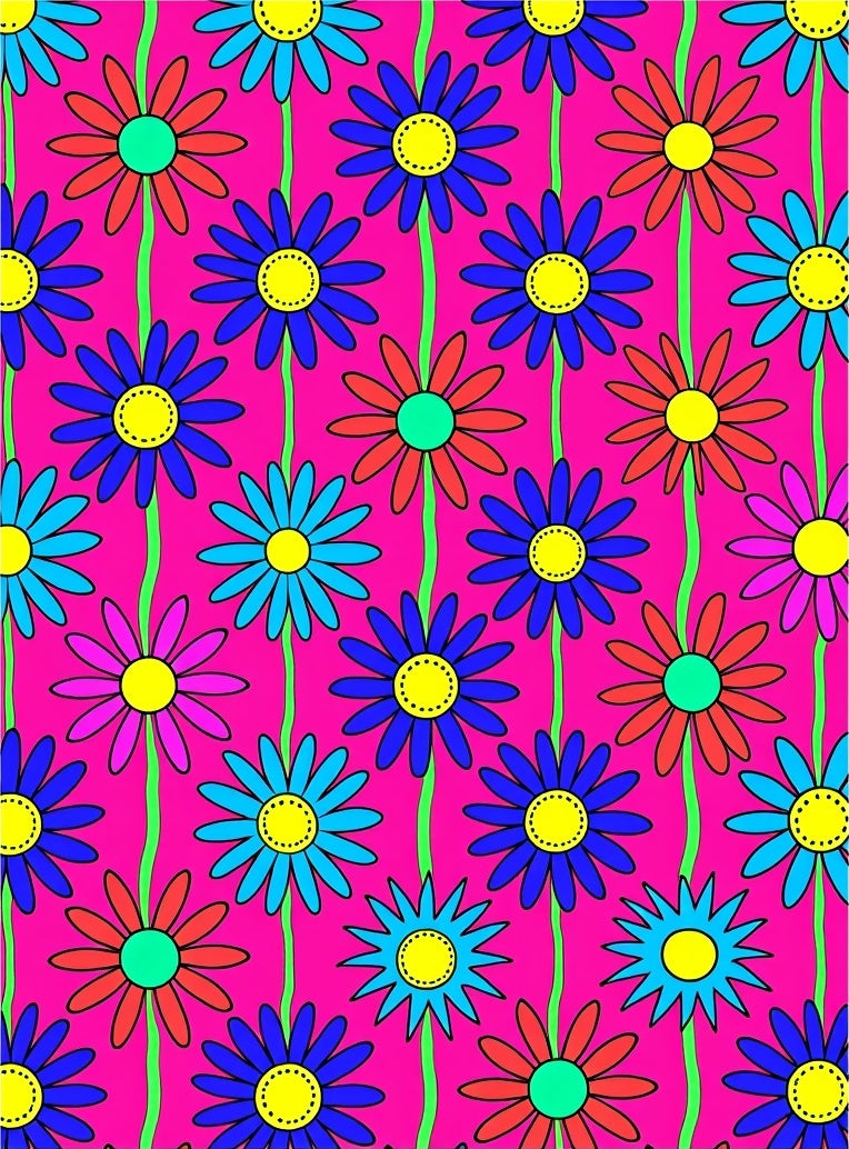 Vibrant Pink Flower Power Garland Rug