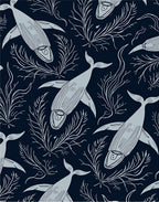 Naval Blue Whale Coral Garden Rug