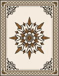 Earthy Brown Floral Medallion Border Rug