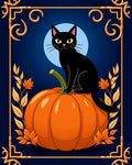 Black Cat Pumpkin Autumn Border Rug