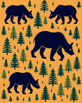 Dark Blue Bears With Evergreen Forest Rug