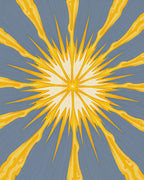 Radiant Yellow Sunburst With Blue Background Rug