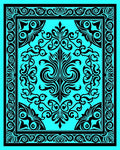Ornate Turquoise Black Floral Border Rug