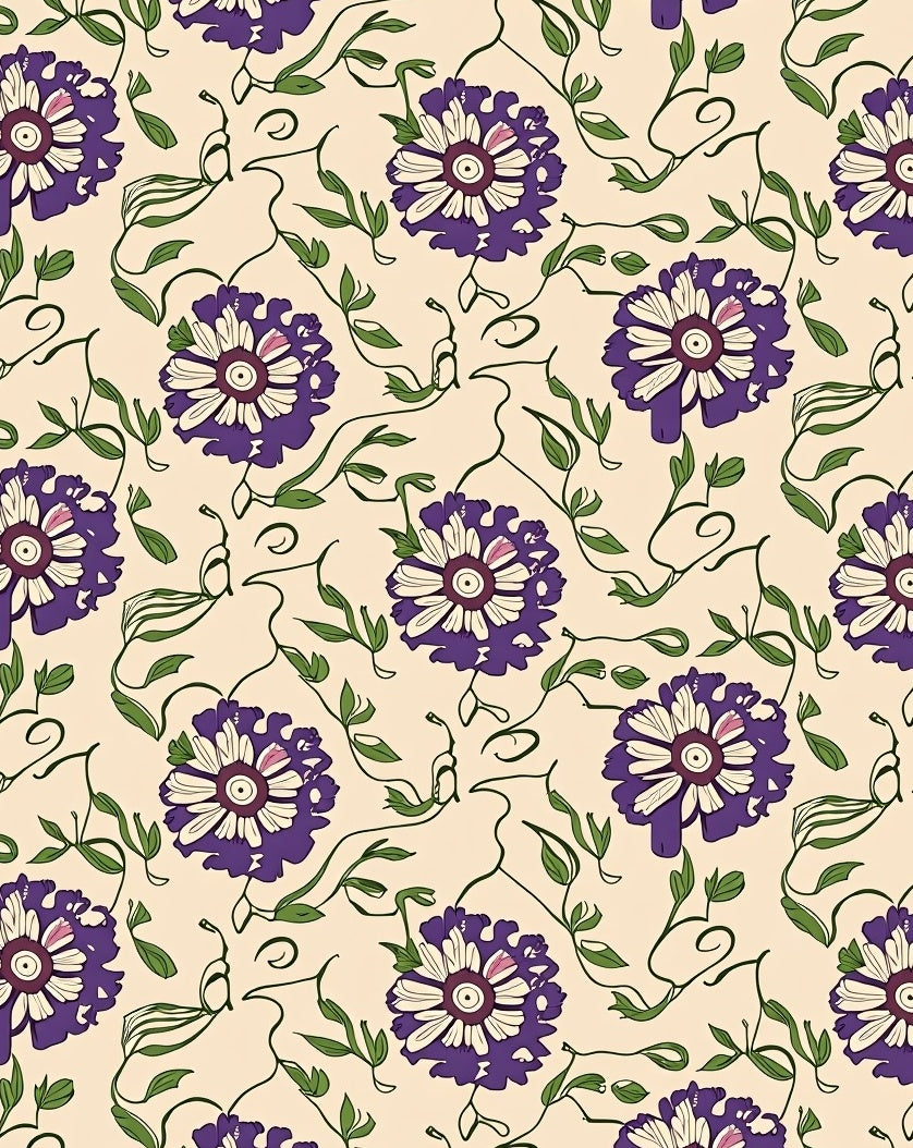 Purple Floral Vine Meadow Rug
