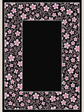 Petal Pink Floral Vines Black Rug