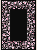 Petal Pink Floral Vines Black Rug